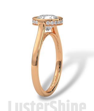 Modern Bezel Engagement Ring – 2 Carat Round Moissanite Diamond Ring – Custom Handmade Moissanite Diamond 10K 14K Gold Solitaire Ring Gift