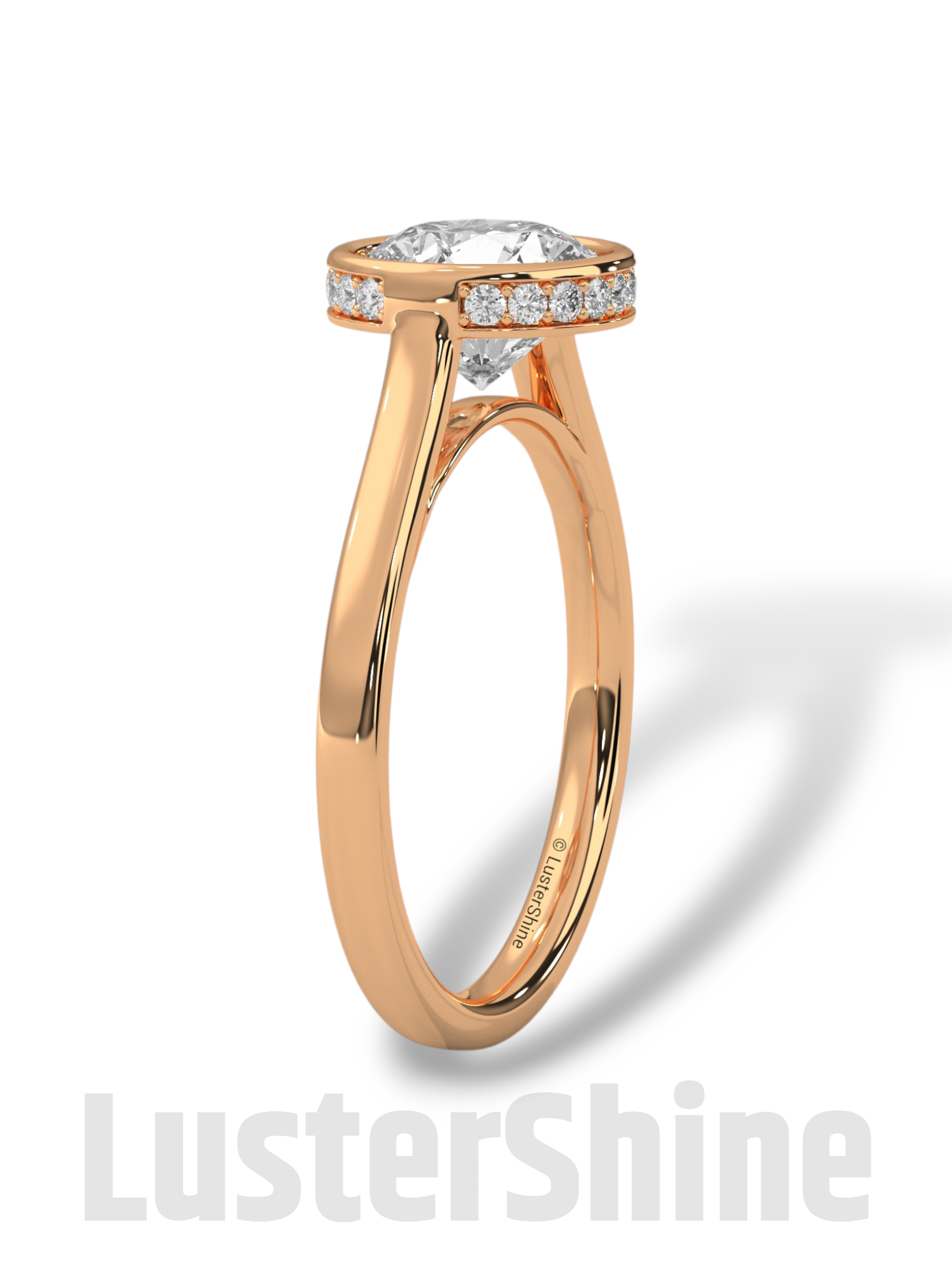 Modern Bezel Engagement Ring – 2 Carat Round Moissanite Diamond Ring – Custom Handmade Moissanite Diamond 10K 14K Gold Solitaire Ring Gift