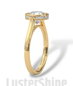 Modern Bezel Engagement Ring – 2 Carat Round Moissanite Diamond Ring – Custom Handmade Moissanite Diamond 10K 14K Gold Solitaire Ring Gift
