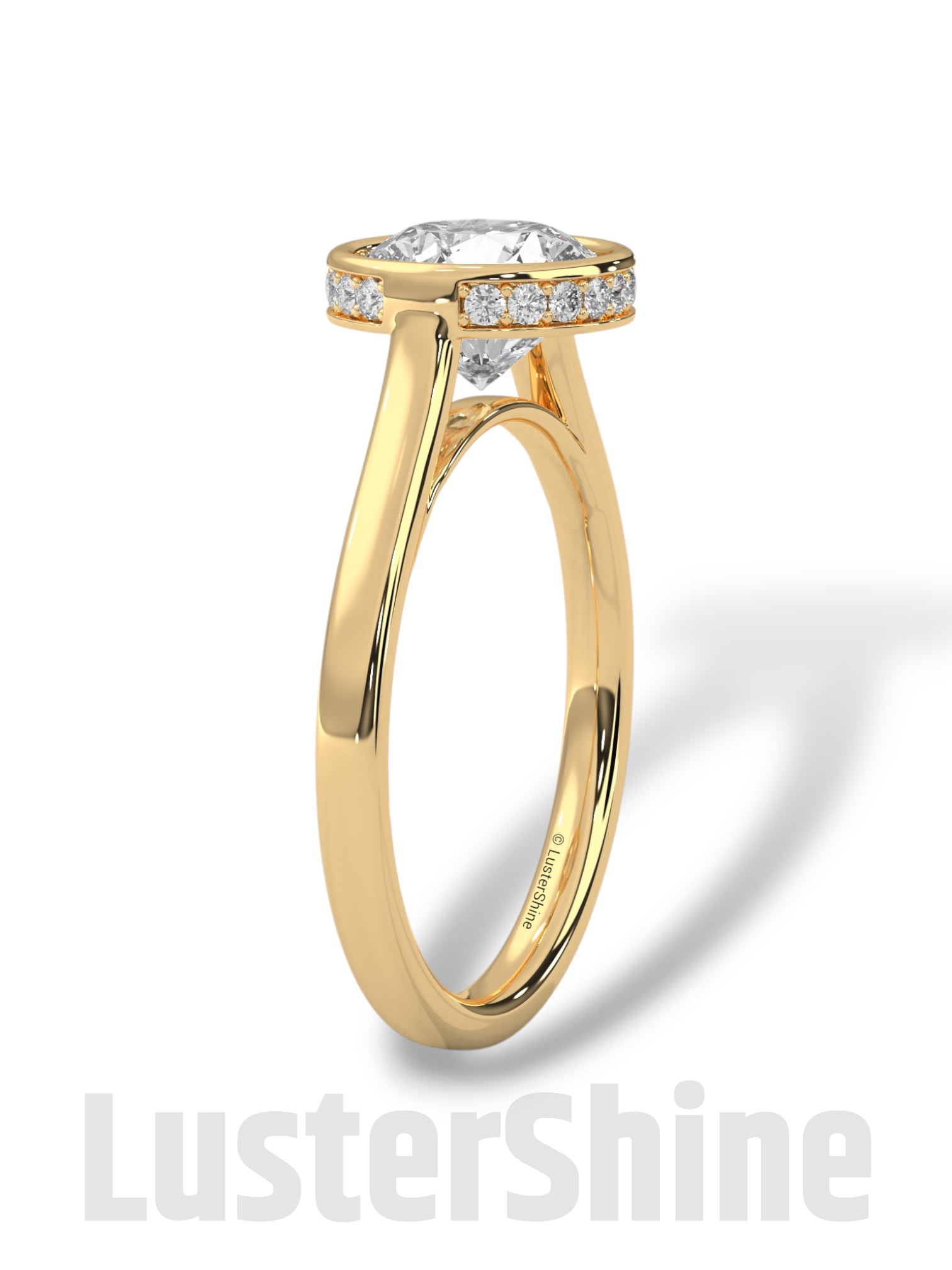 Modern Bezel Engagement Ring – 2 Carat Round Moissanite Diamond Ring – Custom Handmade Moissanite Diamond 10K 14K Gold Solitaire Ring Gift