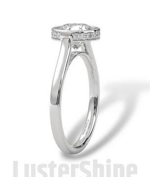 Modern Bezel Engagement Ring – 2 Carat Round Moissanite Diamond Ring – Custom Handmade Moissanite Diamond 10K 14K Gold Solitaire Ring Gift