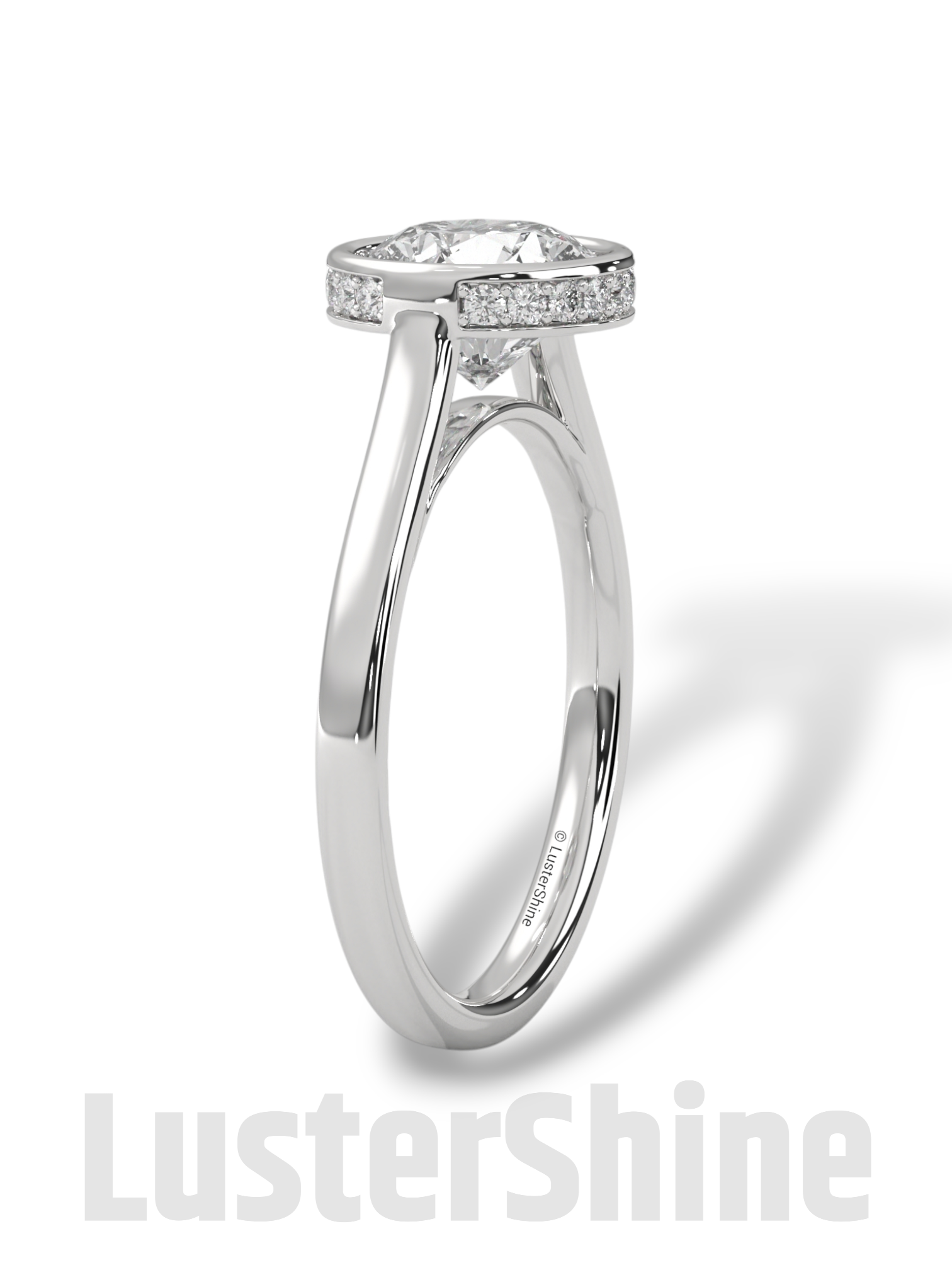 Modern Bezel Engagement Ring – 2 Carat Round Moissanite Diamond Ring – Custom Handmade Moissanite Diamond 10K 14K Gold Solitaire Ring Gift