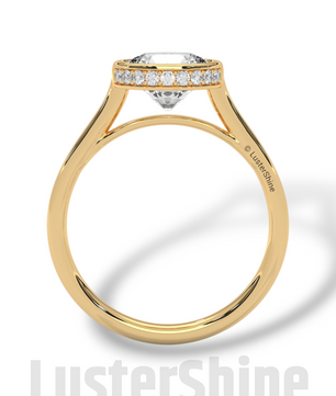 Modern Bezel Engagement Ring – 2 Carat Round Moissanite Diamond Ring – Custom Handmade Moissanite Diamond 10K 14K Gold Solitaire Ring Gift
