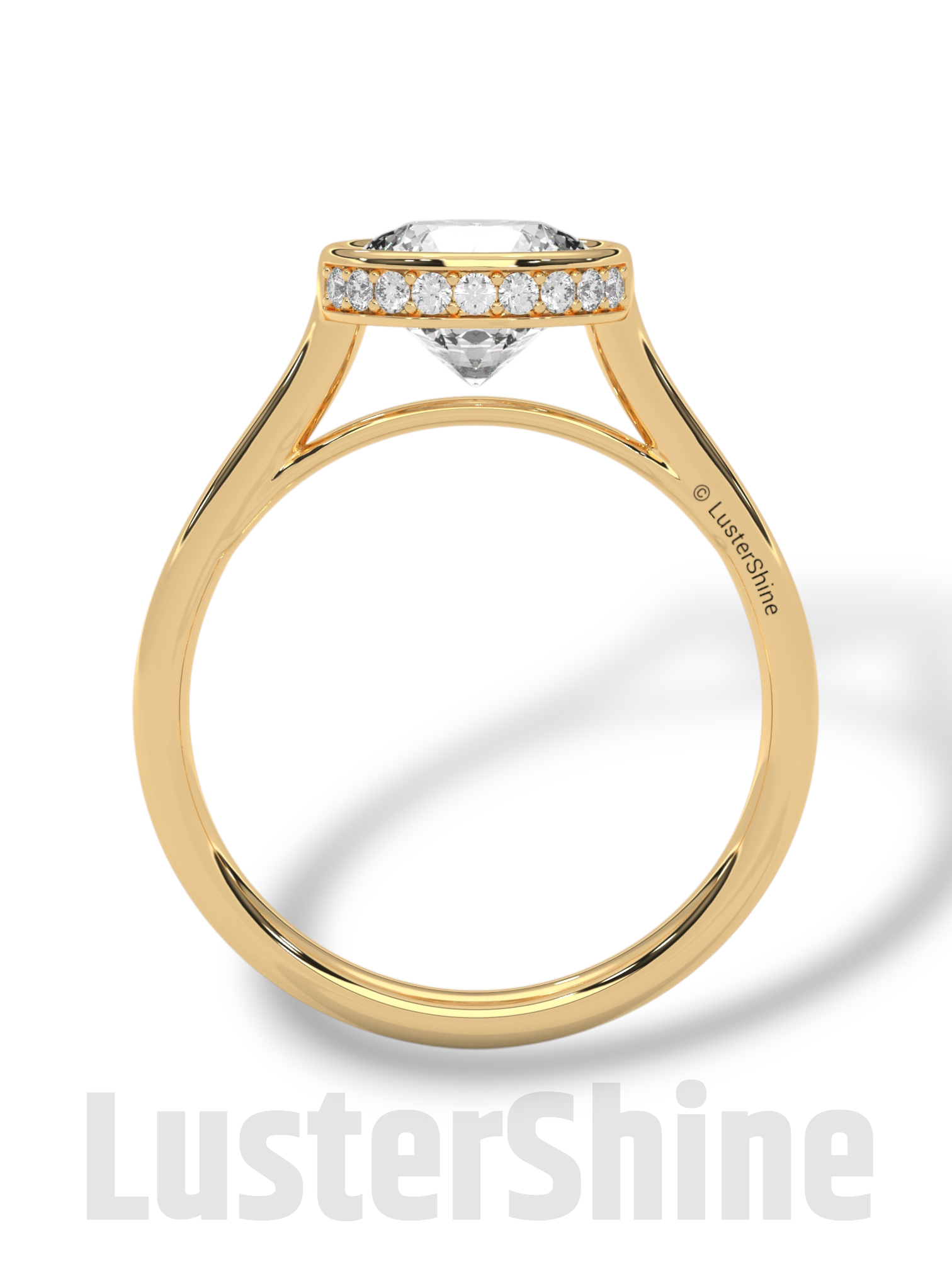 Modern Bezel Engagement Ring – 2 Carat Round Moissanite Diamond Ring – Custom Handmade Moissanite Diamond 10K 14K Gold Solitaire Ring Gift