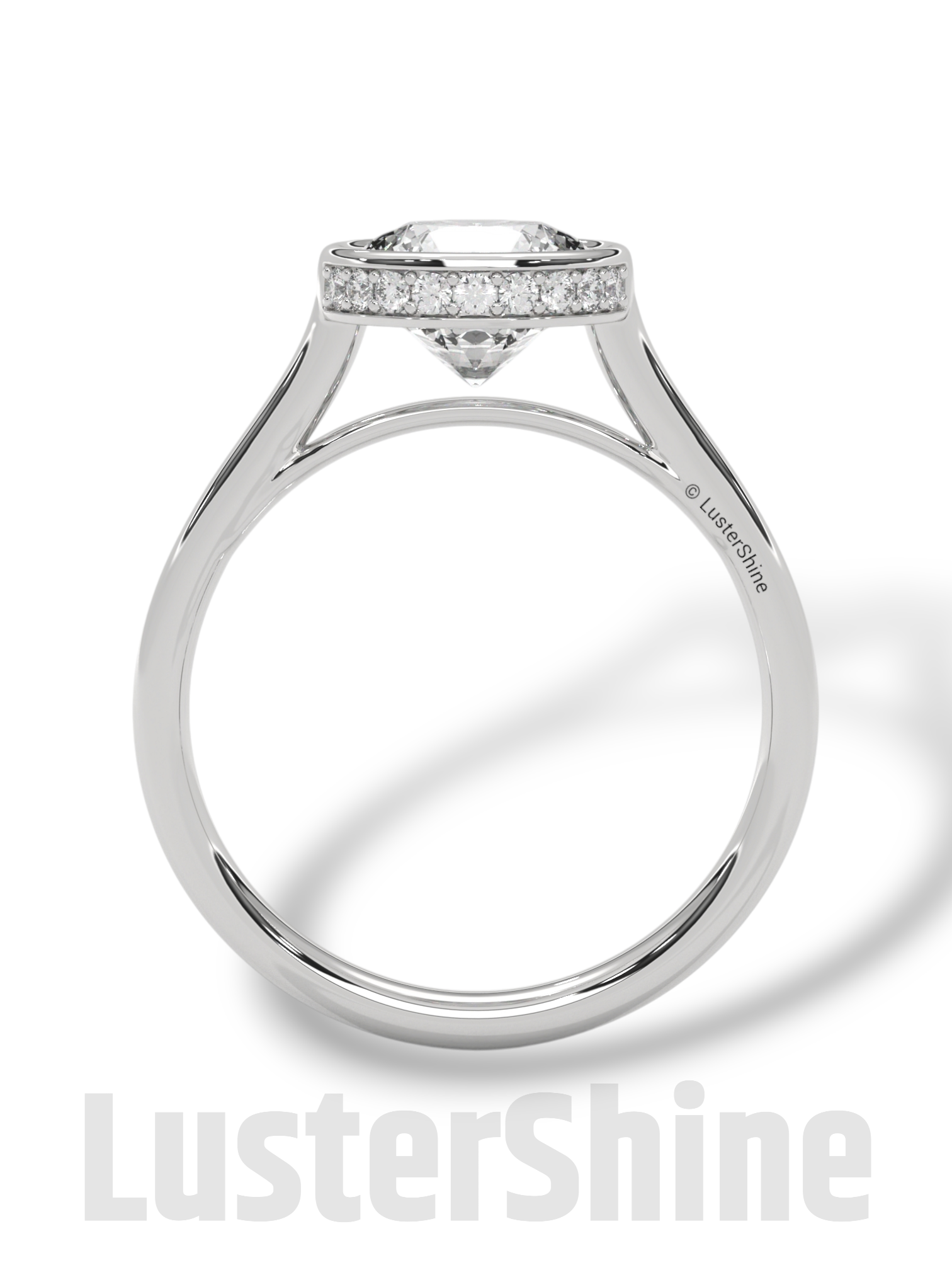 Modern Bezel Engagement Ring – 2 Carat Round Moissanite Diamond Ring – Custom Handmade Moissanite Diamond 10K 14K Gold Solitaire Ring Gift