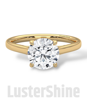 Classic Solitaire Pave Engagement Ring – 2ct Round Diamond Cathedral Mount 14K 18K Yellow Rose White Gold Custom Wedding Ring Jewelry Gift