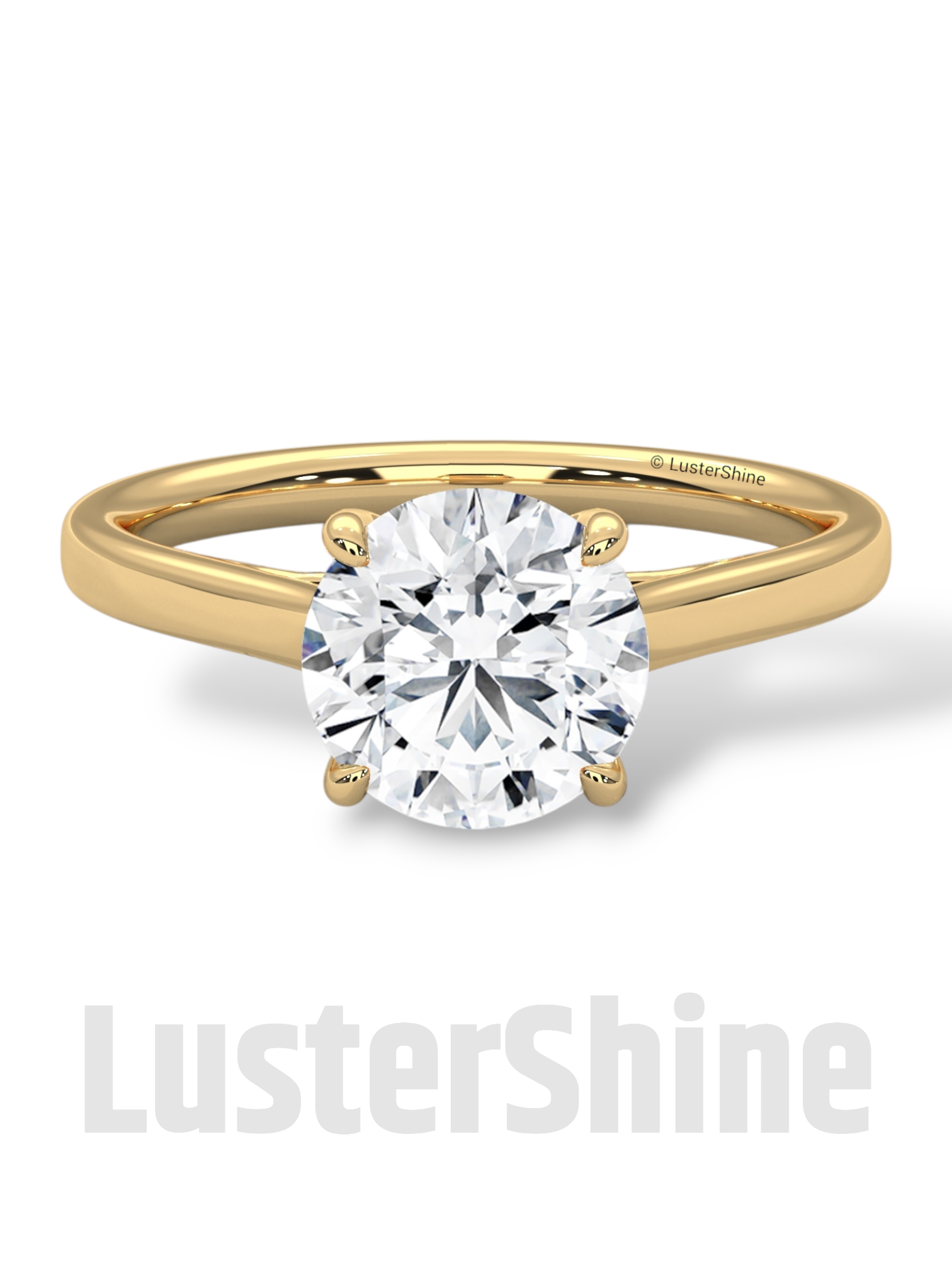 Classic Solitaire Pave Engagement Ring – 2ct Round Diamond Cathedral Mount 14K 18K Yellow Rose White Gold Custom Wedding Ring Jewelry Gift