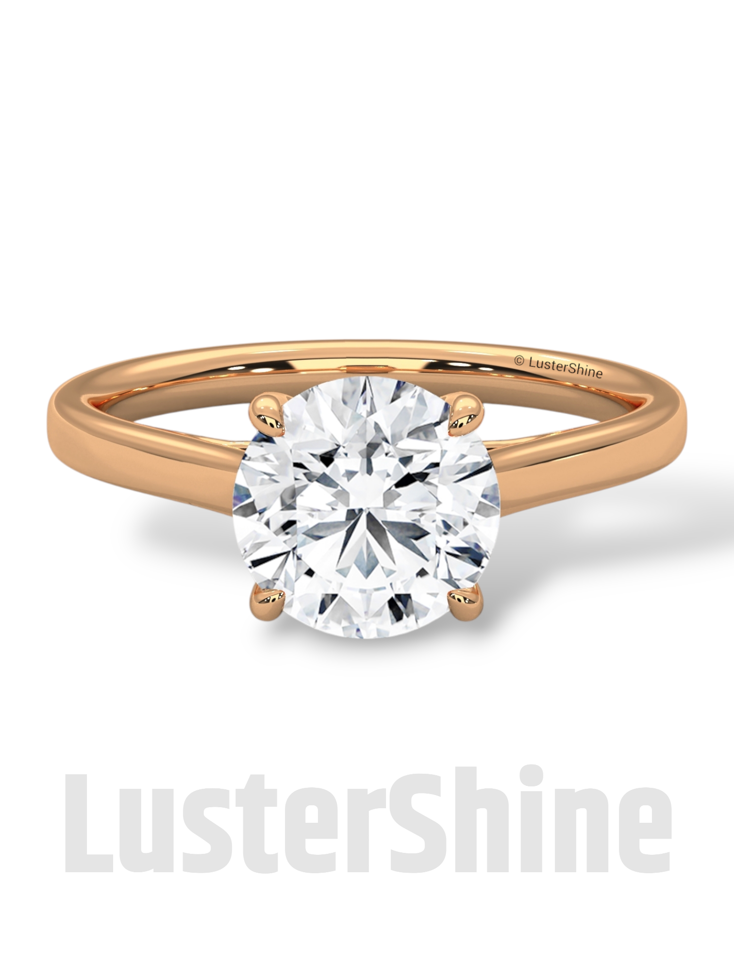 Classic Solitaire Pave Engagement Ring – 2ct Round Diamond Cathedral Mount 14K 18K Yellow Rose White Gold Custom Wedding Ring Jewelry Gift
