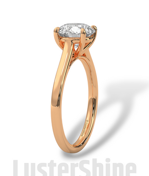 Classic Solitaire Pave Engagement Ring – 2ct Round Diamond Cathedral Mount 14K 18K Yellow Rose White Gold Custom Wedding Ring Jewelry Gift