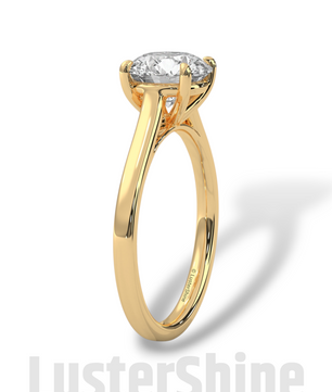 Classic Solitaire Pave Engagement Ring – 2ct Round Diamond Cathedral Mount 14K 18K Yellow Rose White Gold Custom Wedding Ring Jewelry Gift