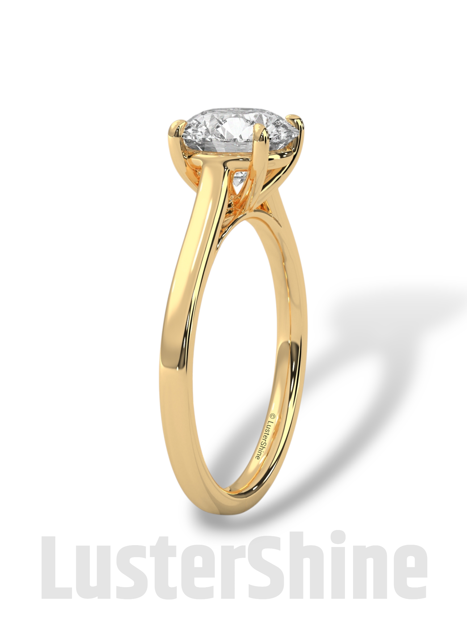 Classic Solitaire Pave Engagement Ring – 2ct Round Diamond Cathedral Mount 14K 18K Yellow Rose White Gold Custom Wedding Ring Jewelry Gift