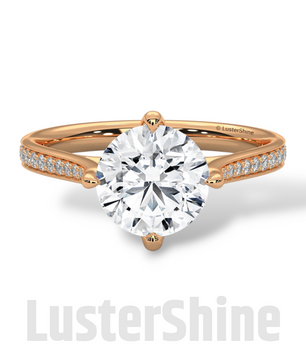 2 Carat Cathedral Solitaire Engagement Ring – 8mm Round Diamond Pave Shank Engagement 10K 14K 18K Yellow White Rose Gold Handmade Ring Gift