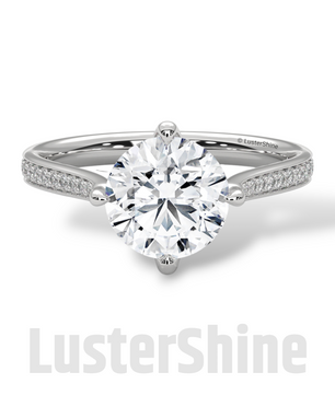 2 Carat Cathedral Solitaire Engagement Ring – 8mm Round Diamond Pave Shank Engagement 10K 14K 18K Yellow White Rose Gold Handmade Ring Gift