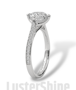 2 Carat Cathedral Solitaire Engagement Ring – 8mm Round Diamond Pave Shank Engagement 10K 14K 18K Yellow White Rose Gold Handmade Ring Gift