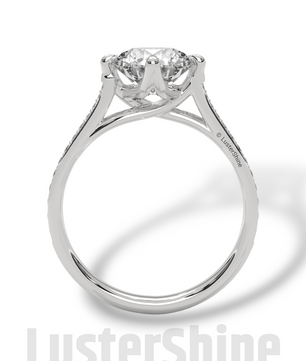 2 Carat Cathedral Solitaire Engagement Ring – 8mm Round Diamond Pave Shank Engagement 10K 14K 18K Yellow White Rose Gold Handmade Ring Gift
