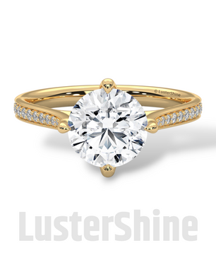 2 Carat Cathedral Solitaire Engagement Ring – 8mm Round Diamond Pave Shank Engagement 10K 14K 18K Yellow White Rose Gold Handmade Ring Gift