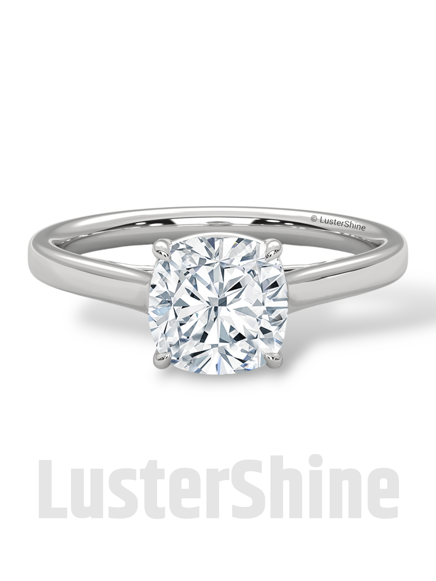 Cushion Cut Cathedral Solitaire Ring – 7mm Diamond Engagement Ring – Dainty 14K 18K Gold Minimalist Wedding Ring – Custom Jewelry Ring Gift