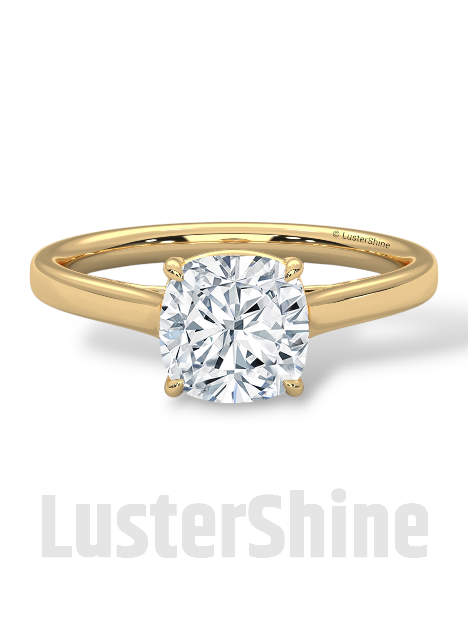 Cushion Cut Cathedral Solitaire Ring – 7mm Diamond Engagement Ring – Dainty 14K 18K Gold Minimalist Wedding Ring – Custom Jewelry Ring Gift