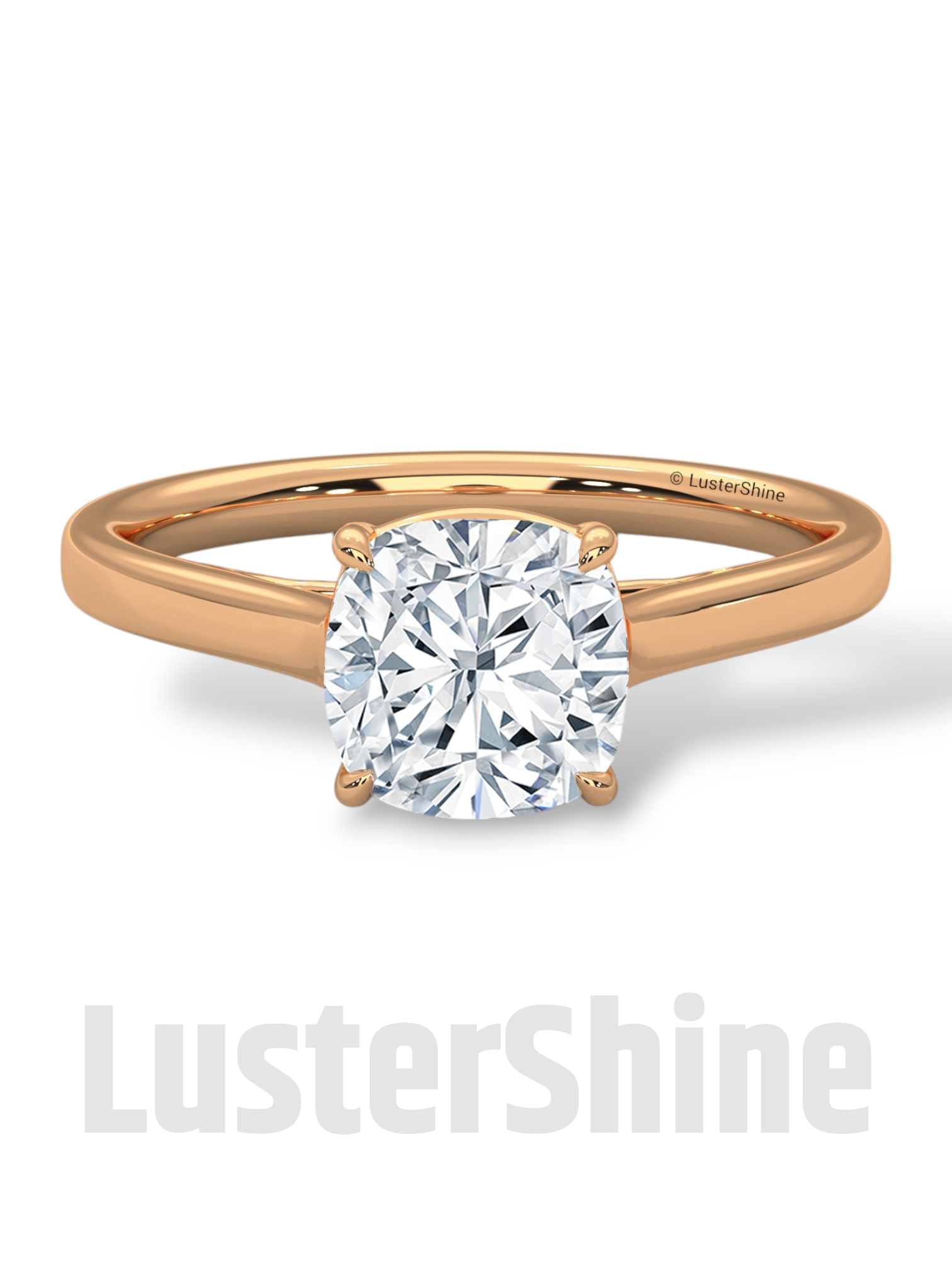 Cushion Cut Cathedral Solitaire Ring – 7mm Diamond Engagement Ring – Dainty 14K 18K Gold Minimalist Wedding Ring – Custom Jewelry Ring Gift