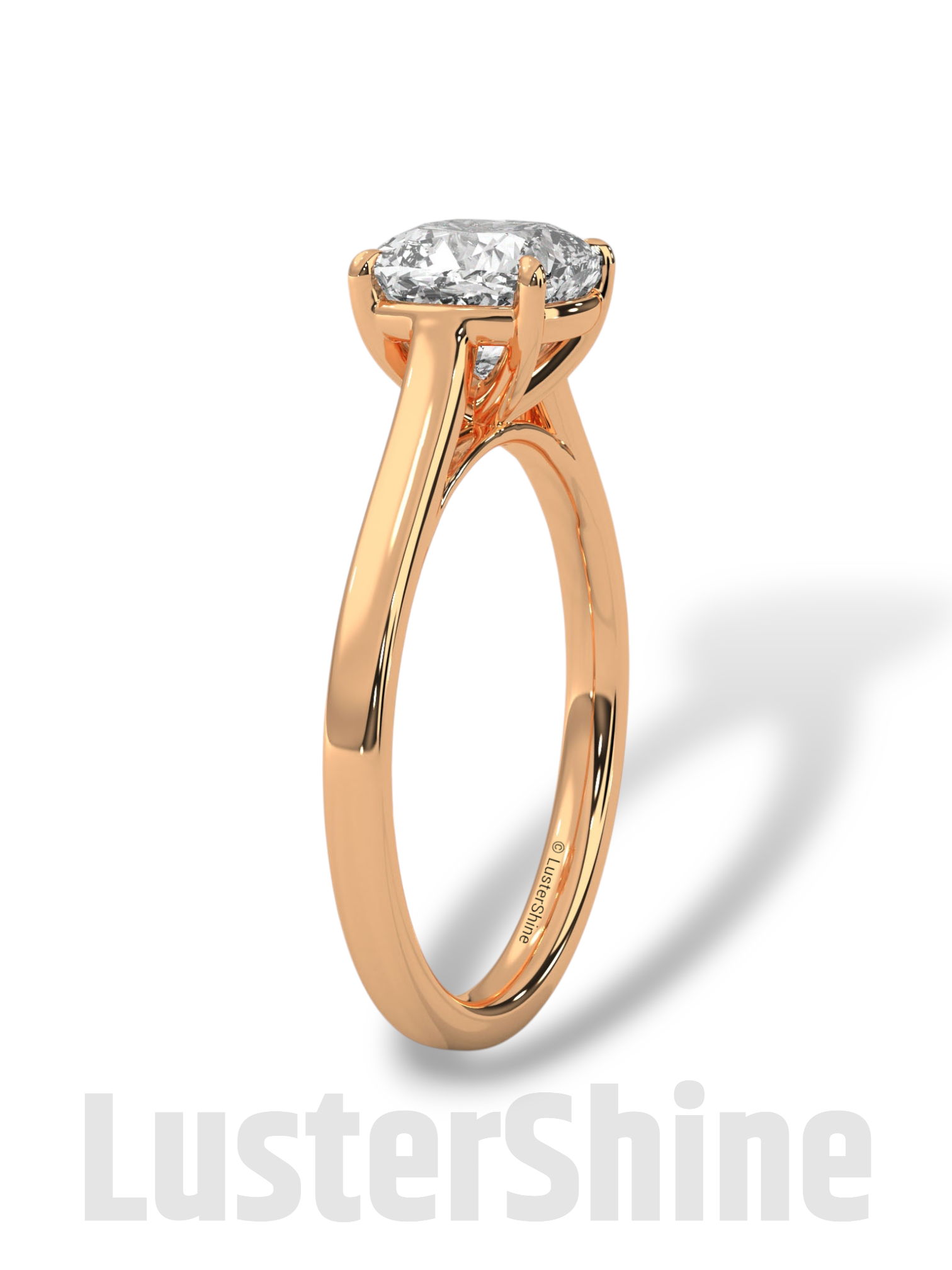 Cushion Cut Cathedral Solitaire Ring – 7mm Diamond Engagement Ring – Dainty 14K 18K Gold Minimalist Wedding Ring – Custom Jewelry Ring Gift