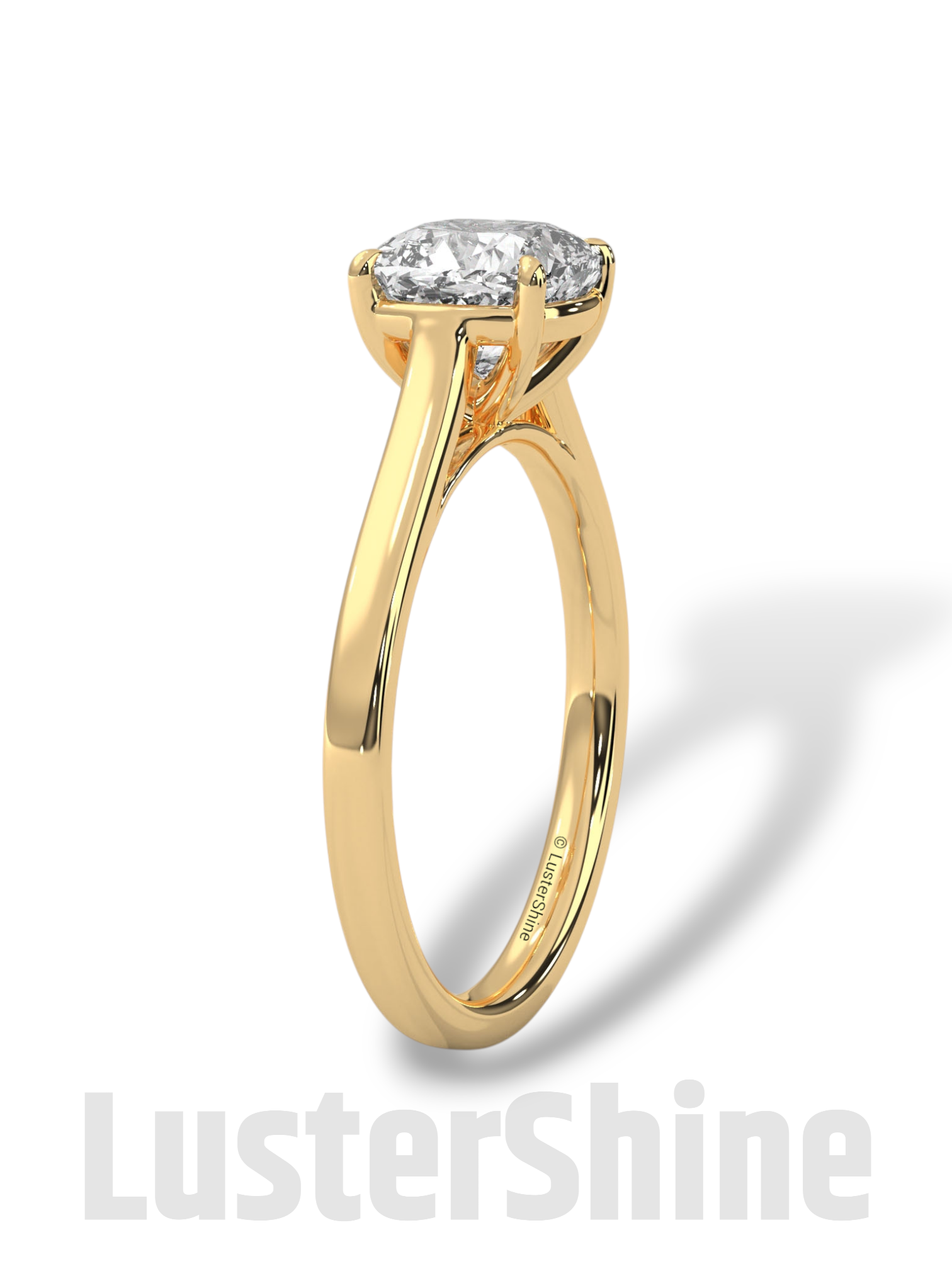 Cushion Cut Cathedral Solitaire Ring – 7mm Diamond Engagement Ring – Dainty 14K 18K Gold Minimalist Wedding Ring – Custom Jewelry Ring Gift
