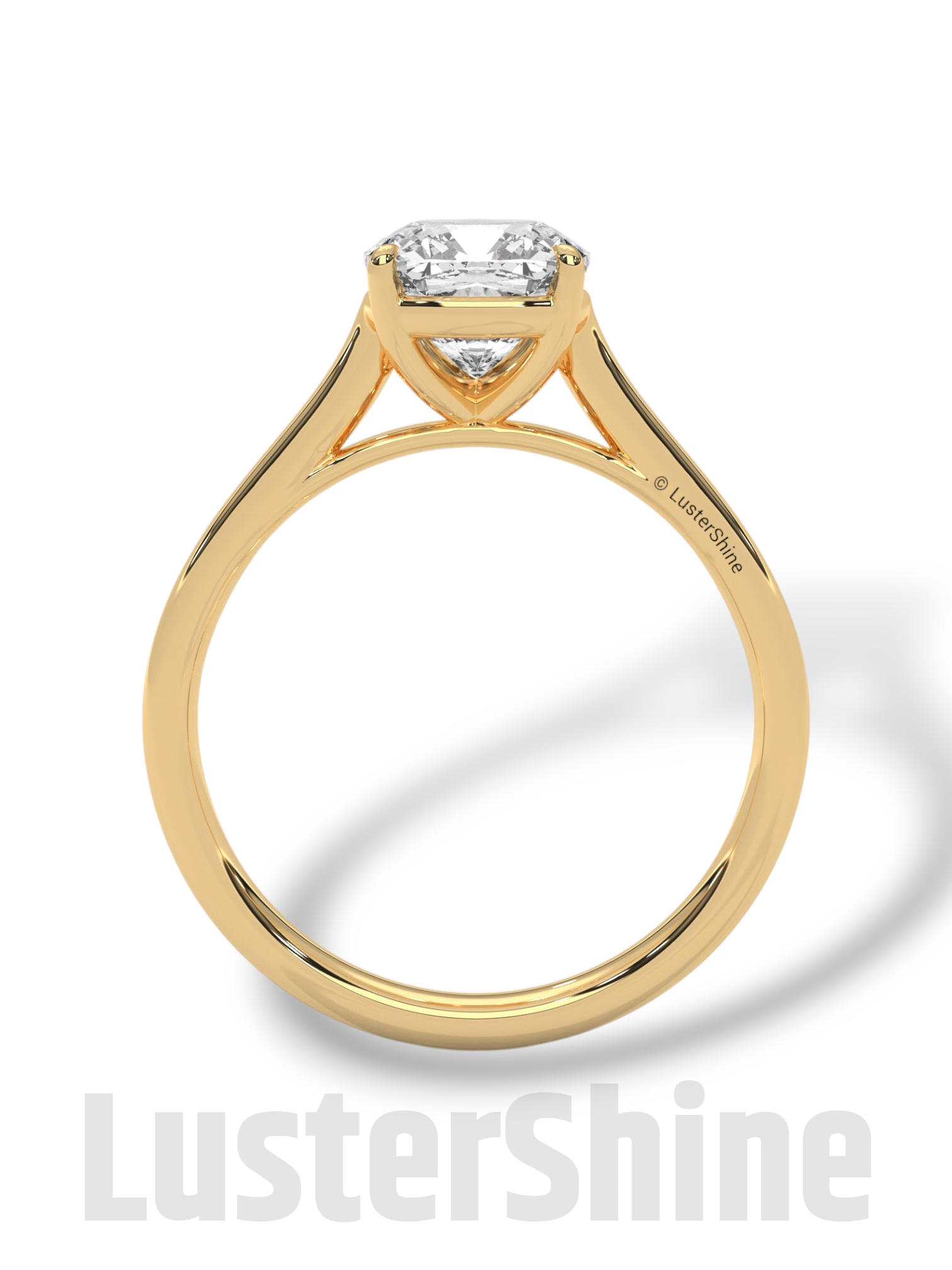 Cushion Cut Cathedral Solitaire Ring – 7mm Diamond Engagement Ring – Dainty 14K 18K Gold Minimalist Wedding Ring – Custom Jewelry Ring Gift