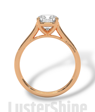 Cushion Cut Cathedral Solitaire Ring – 7mm Diamond Engagement Ring – Dainty 14K 18K Gold Minimalist Wedding Ring – Custom Jewelry Ring Gift