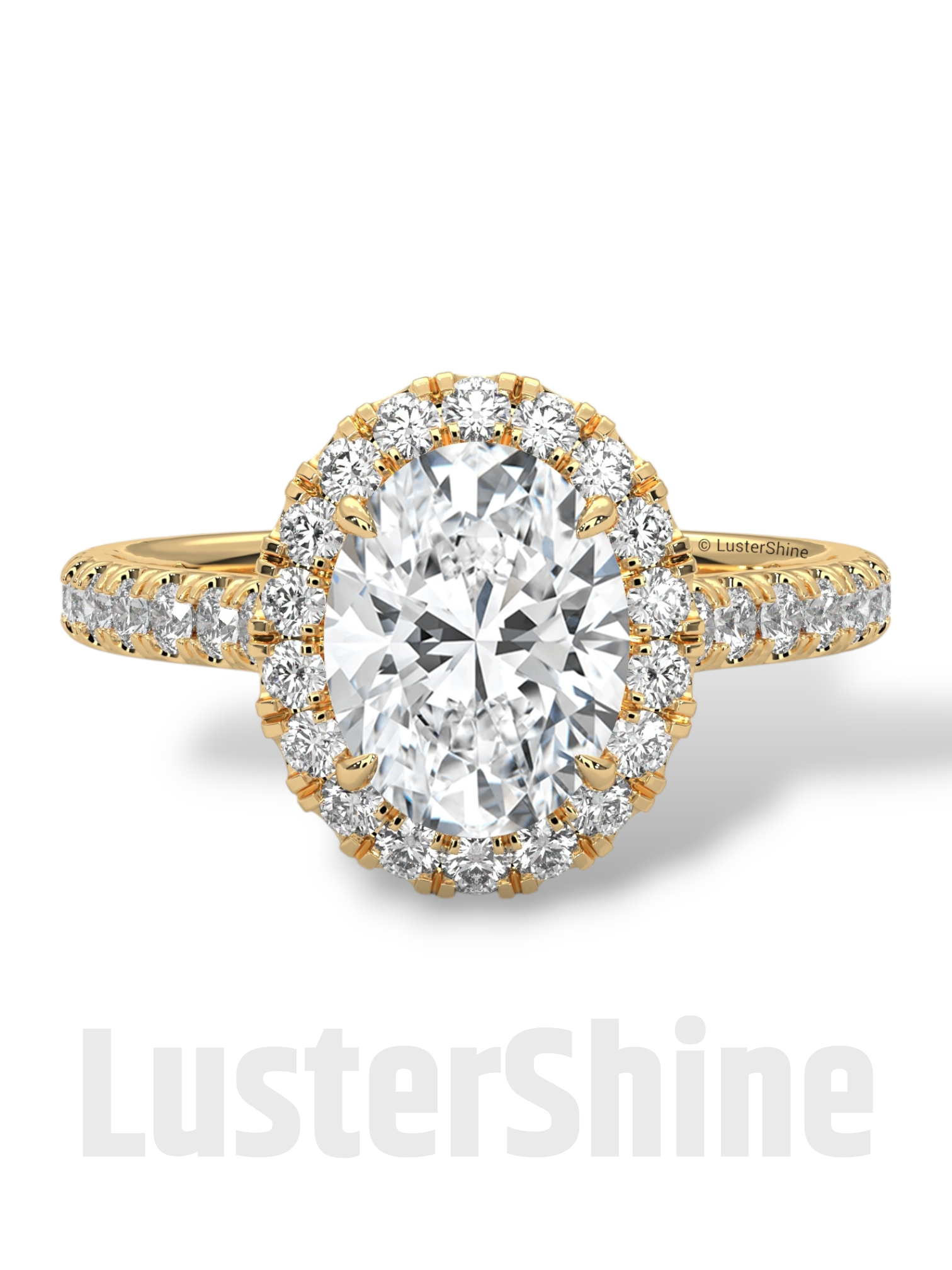 Oval Halo Diamond Engagement Ring – Pave Cathedral Setting Ring – 14K 18K Gold Vintage Ring – Custom Moissanite Sparkling Bridal Ring Gift