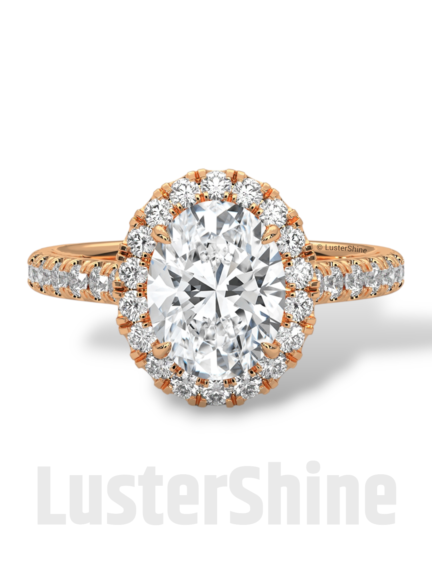 Oval Halo Diamond Engagement Ring – Pave Cathedral Setting Ring – 14K 18K Gold Vintage Ring – Custom Moissanite Sparkling Bridal Ring Gift