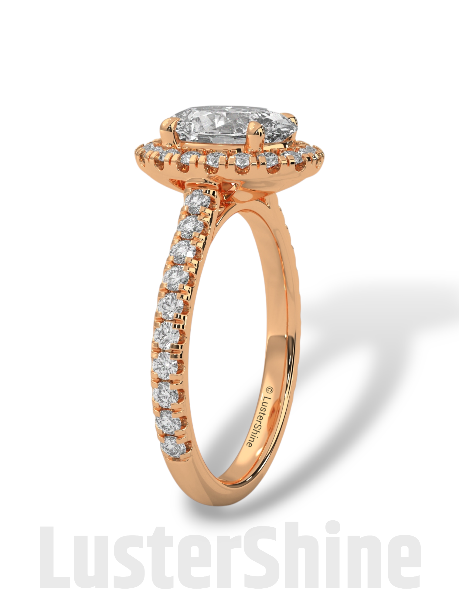 Oval Halo Diamond Engagement Ring – Pave Cathedral Setting Ring – 14K 18K Gold Vintage Ring – Custom Moissanite Sparkling Bridal Ring Gift