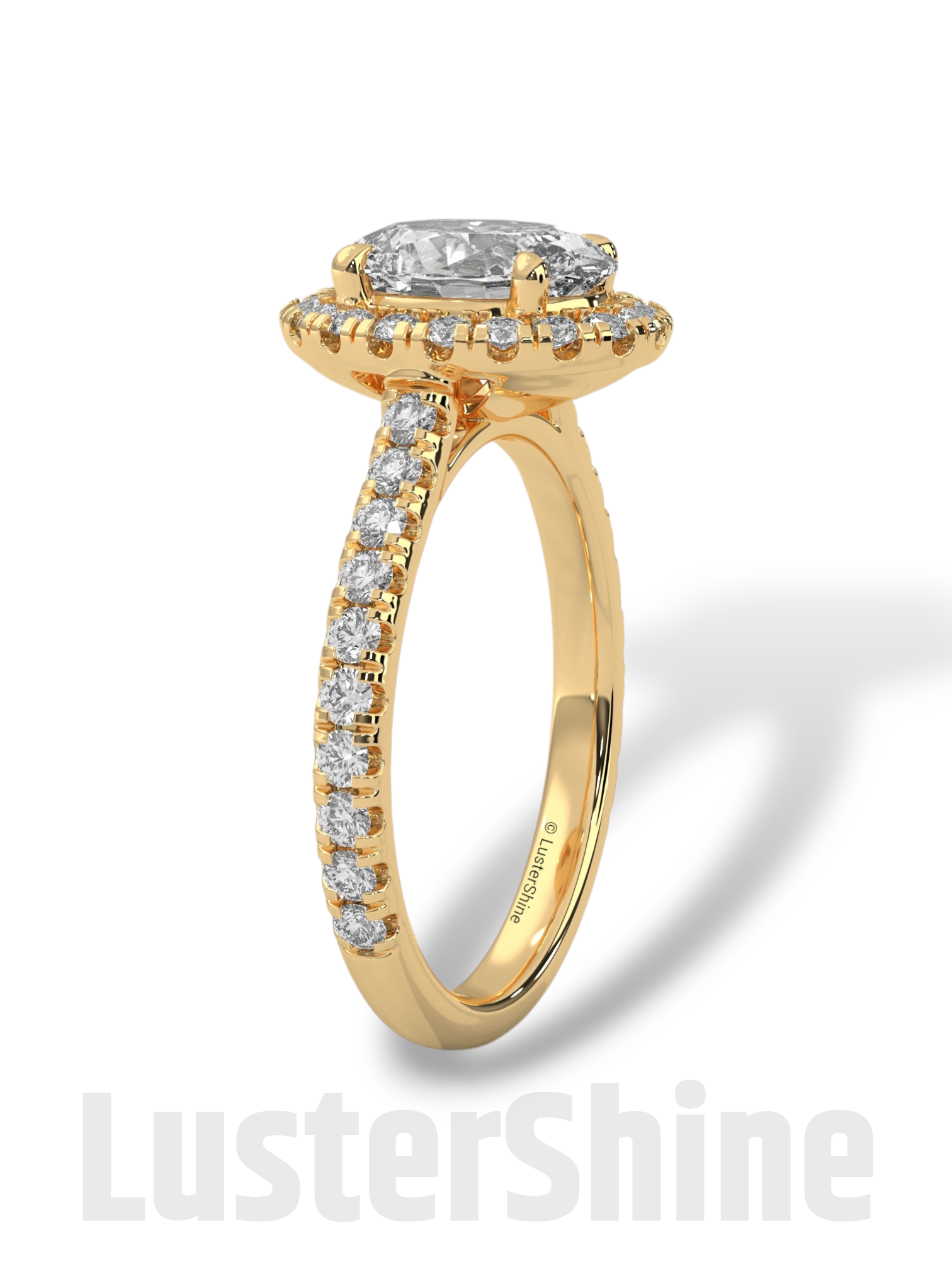 Oval Halo Diamond Engagement Ring – Pave Cathedral Setting Ring – 14K 18K Gold Vintage Ring – Custom Moissanite Sparkling Bridal Ring Gift