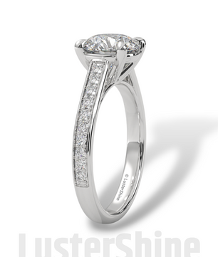 2 CT Look Round Moissanite Solitaire Engagement Ring – Diamond Accent Pave Band – 14K 18K Gold Custom Ring – Classic Bridal Ring