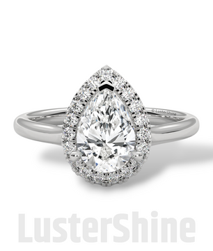 1CT Pear Shape Halo Engagement Ring – Teardrop Diamond Ring – Elegant Halo Solitaire Ring – 14K 18K Gold Ring – Pear Shaped Moissanite Ring