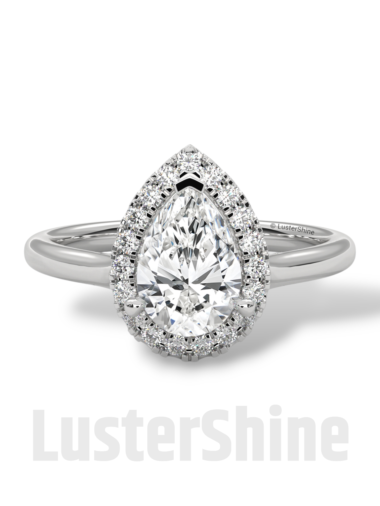 1CT Pear Shape Halo Engagement Ring – Teardrop Diamond Ring – Elegant Halo Solitaire Ring – 14K 18K Gold Ring – Pear Shaped Moissanite Ring