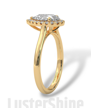 1CT Pear Shape Halo Engagement Ring – Teardrop Diamond Ring – Elegant Halo Solitaire Ring – 14K 18K Gold Ring – Pear Shaped Moissanite Ring