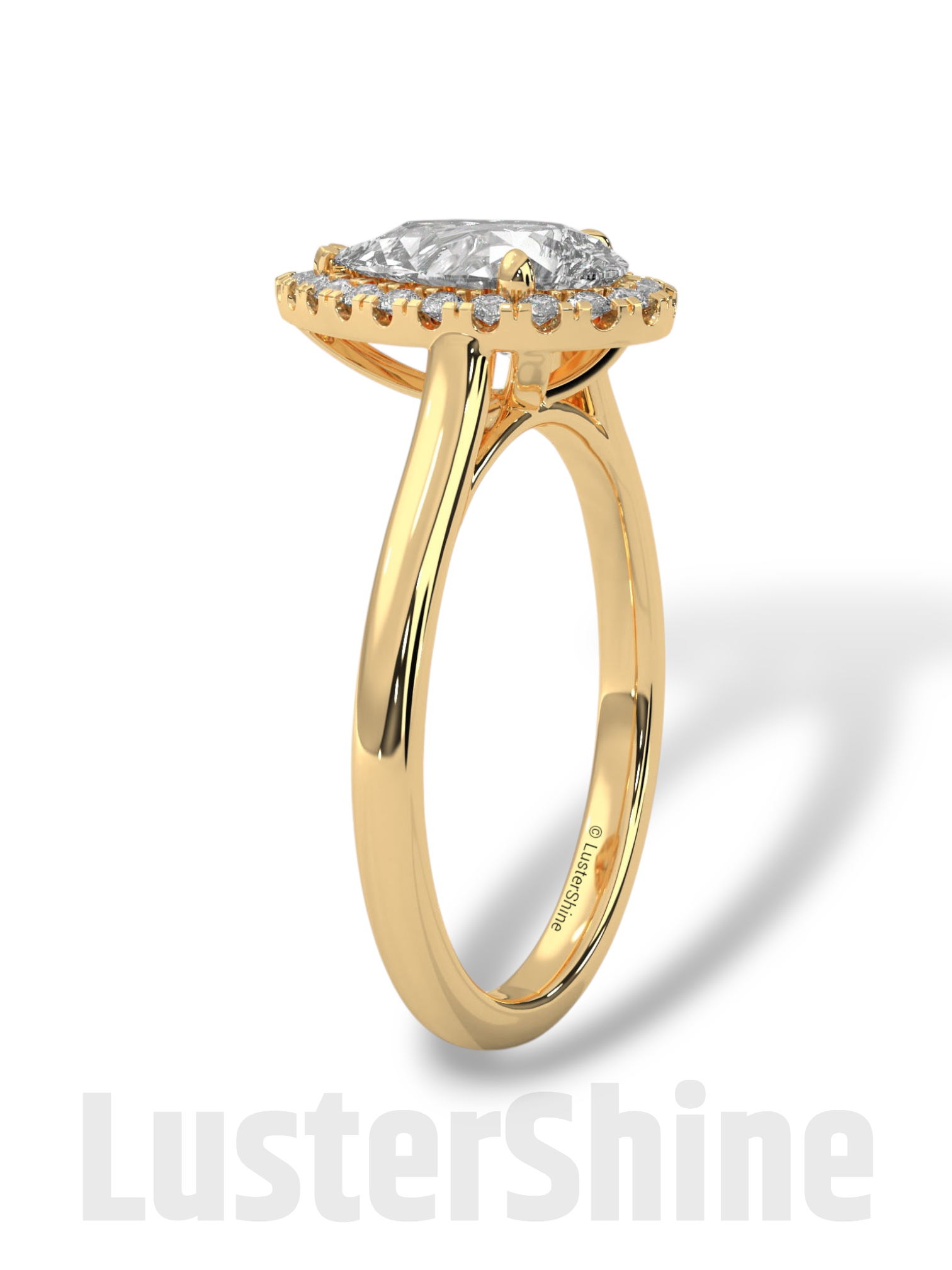 1CT Pear Shape Halo Engagement Ring – Teardrop Diamond Ring – Elegant Halo Solitaire Ring – 14K 18K Gold Ring – Pear Shaped Moissanite Ring