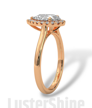 1CT Pear Shape Halo Engagement Ring – Teardrop Diamond Ring – Elegant Halo Solitaire Ring – 14K 18K Gold Ring – Pear Shaped Moissanite Ring