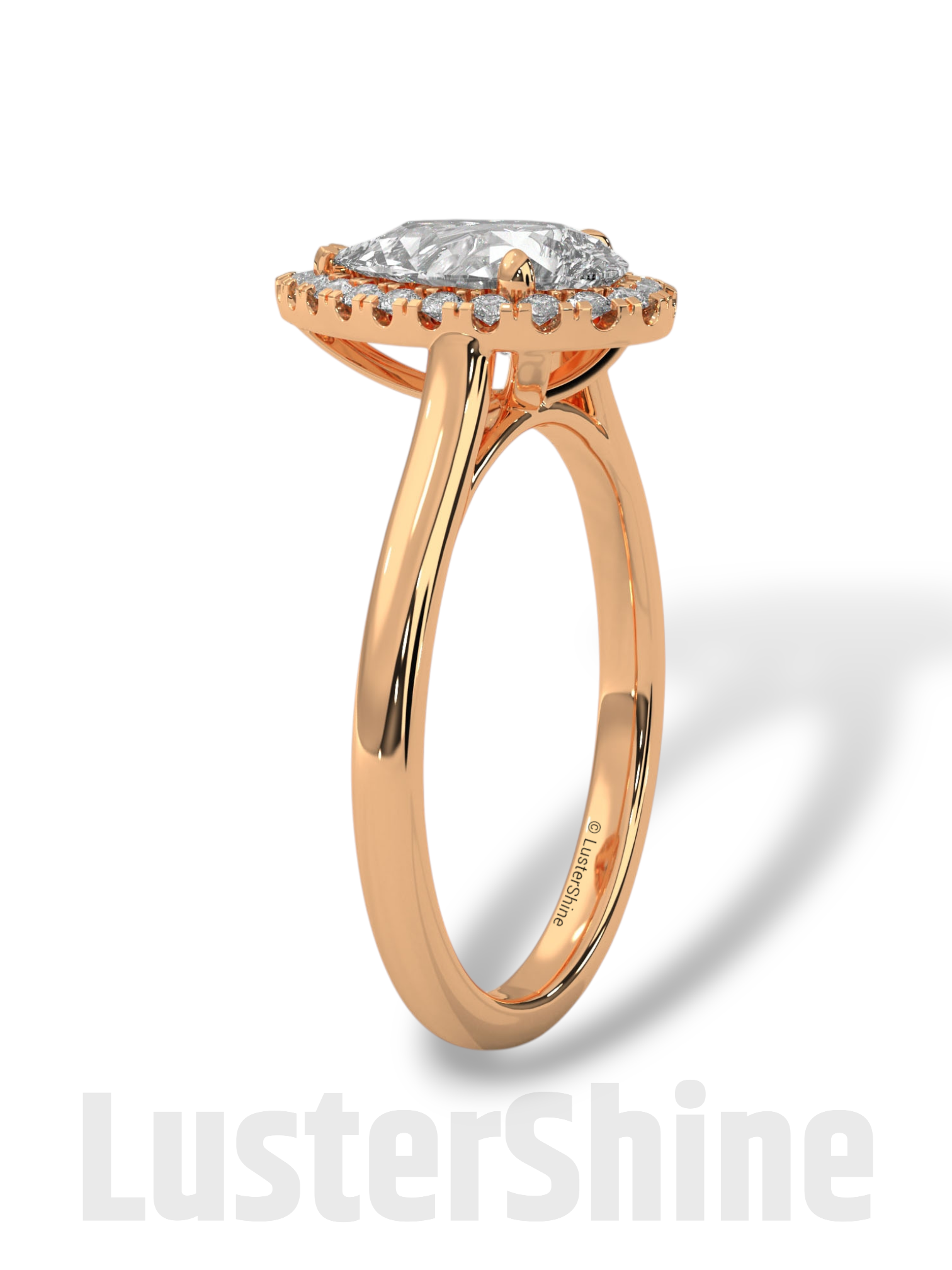 1CT Pear Shape Halo Engagement Ring – Teardrop Diamond Ring – Elegant Halo Solitaire Ring – 14K 18K Gold Ring – Pear Shaped Moissanite Ring