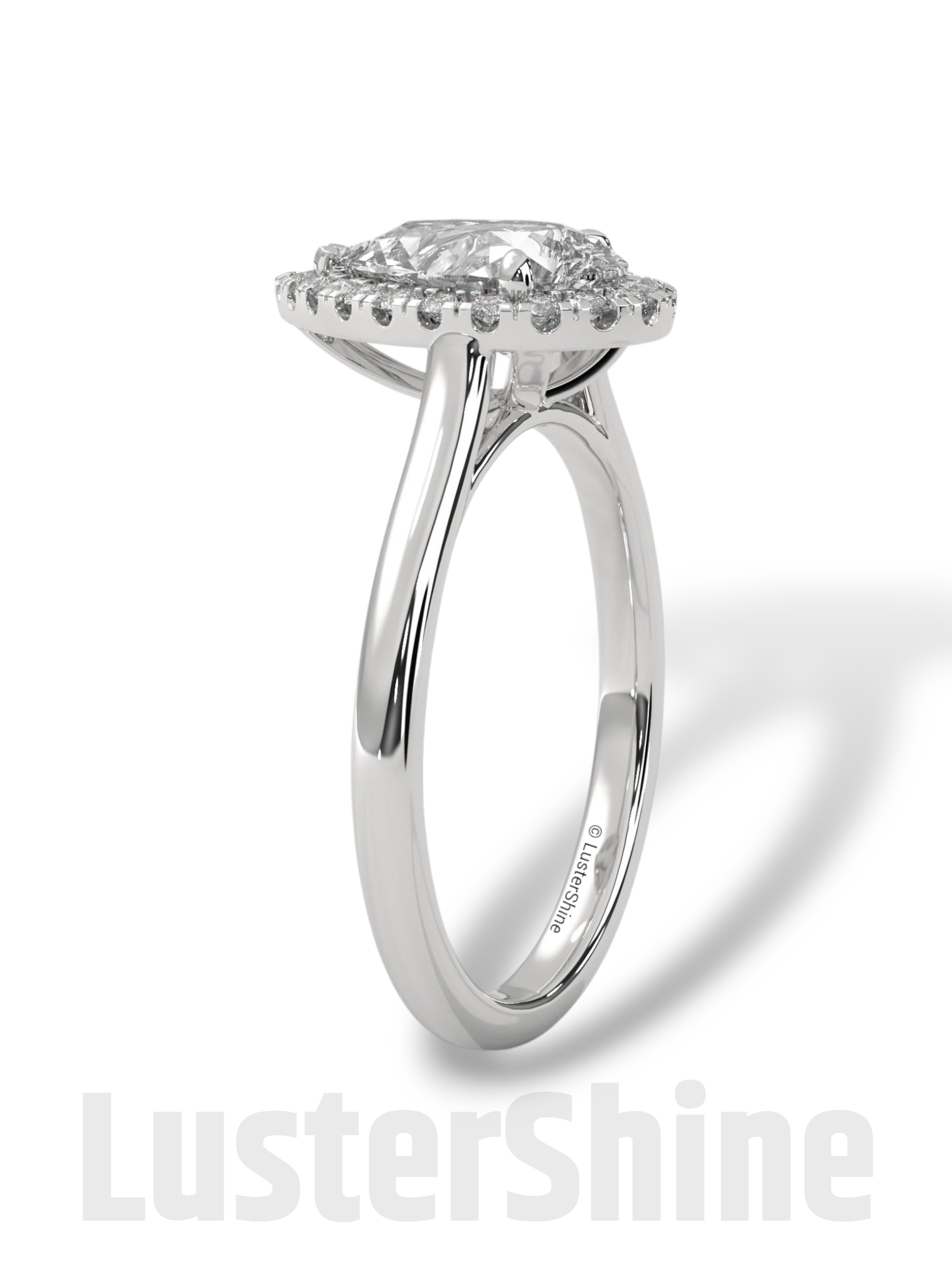 1CT Pear Shape Halo Engagement Ring – Teardrop Diamond Ring – Elegant Halo Solitaire Ring – 14K 18K Gold Ring – Pear Shaped Moissanite Ring