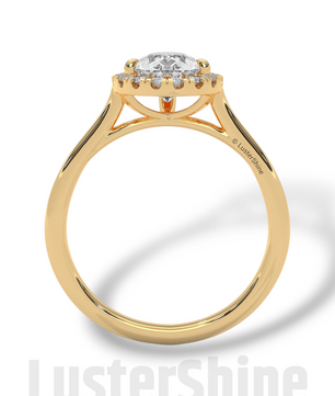 1CT Pear Shape Halo Engagement Ring – Teardrop Diamond Ring – Elegant Halo Solitaire Ring – 14K 18K Gold Ring – Pear Shaped Moissanite Ring