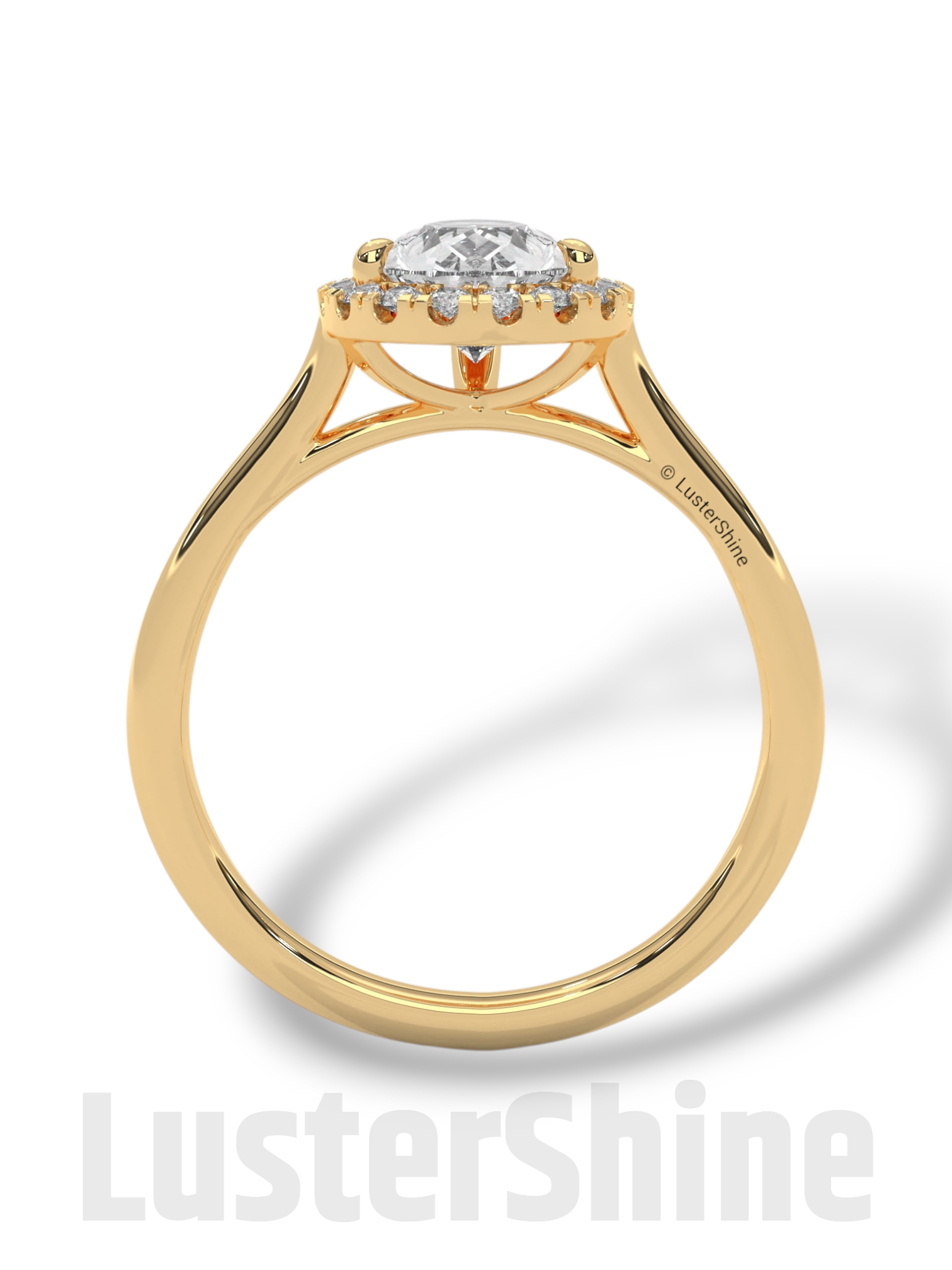 1CT Pear Shape Halo Engagement Ring – Teardrop Diamond Ring – Elegant Halo Solitaire Ring – 14K 18K Gold Ring – Pear Shaped Moissanite Ring