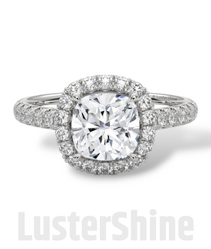 Cushion Halo Diamond Engagement Ring – Dazzling Cushion Cut Bridal Ring – Pave Band – Custom Gold Jewelry – Micro Pave Cushion Cut Ring Gift