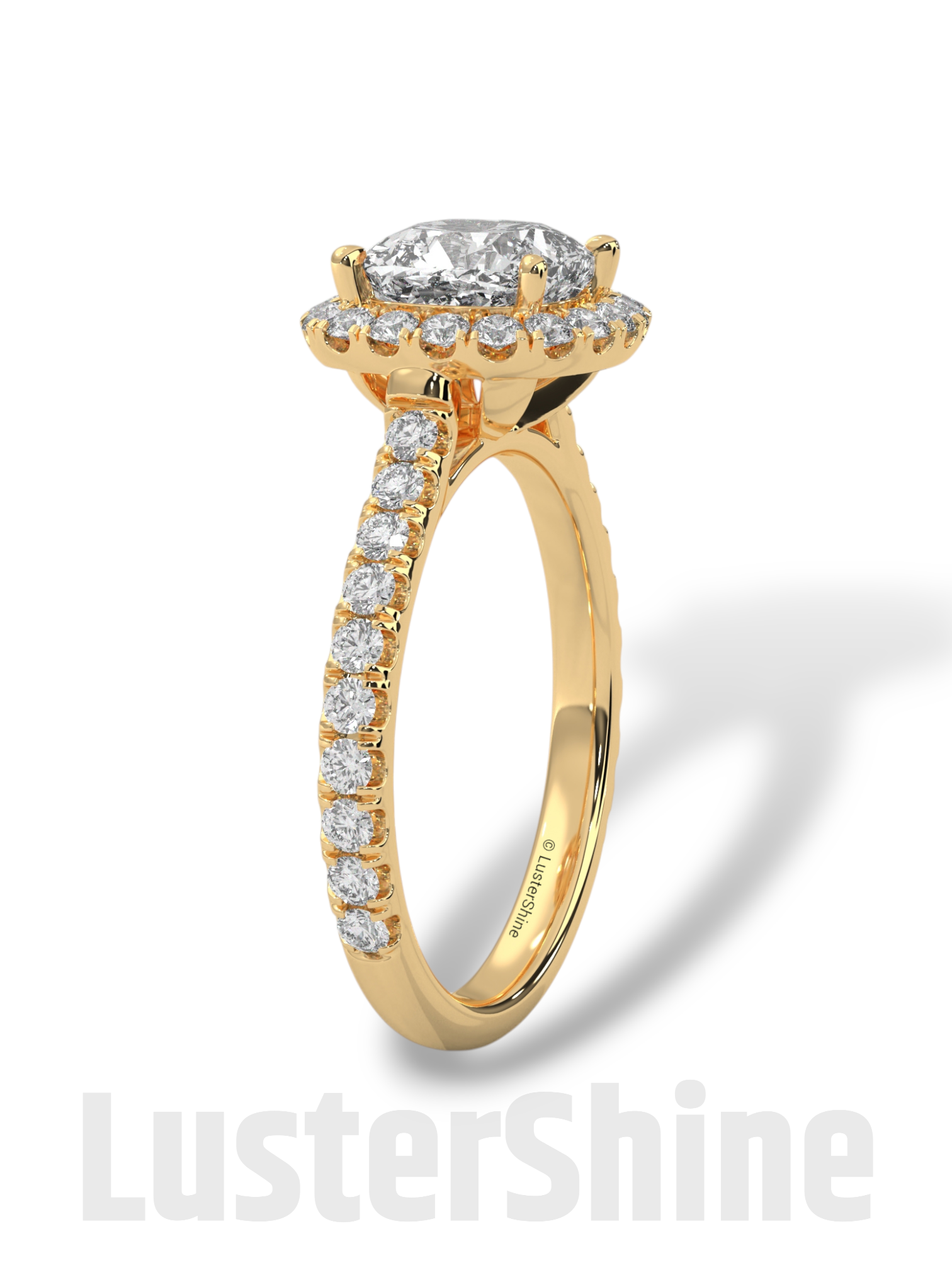 Cushion Halo Diamond Engagement Ring – Dazzling Cushion Cut Bridal Ring – Pave Band – Custom Gold Jewelry – Micro Pave Cushion Cut Ring Gift