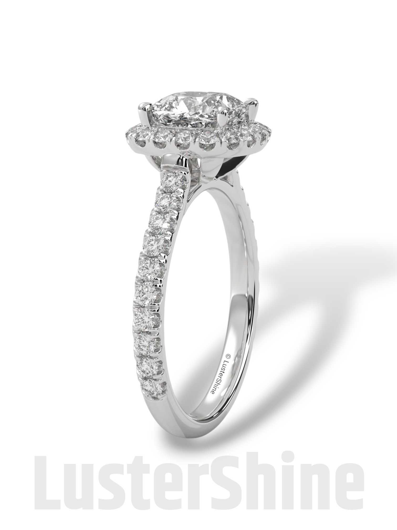 Cushion Halo Diamond Engagement Ring – Dazzling Cushion Cut Bridal Ring – Pave Band – Custom Gold Jewelry – Micro Pave Cushion Cut Ring Gift