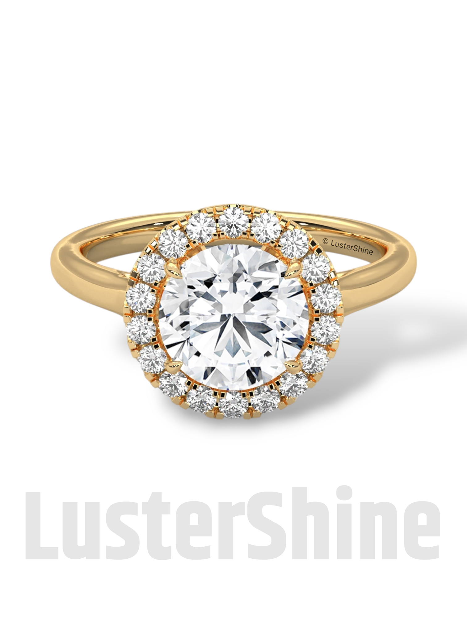 2.00ct Elegant Round Halo Engagement – Brilliant Diamond Halo Ring – Yellow or White Gold Platinum 925 Silver Ring – Handmade by LusterShine