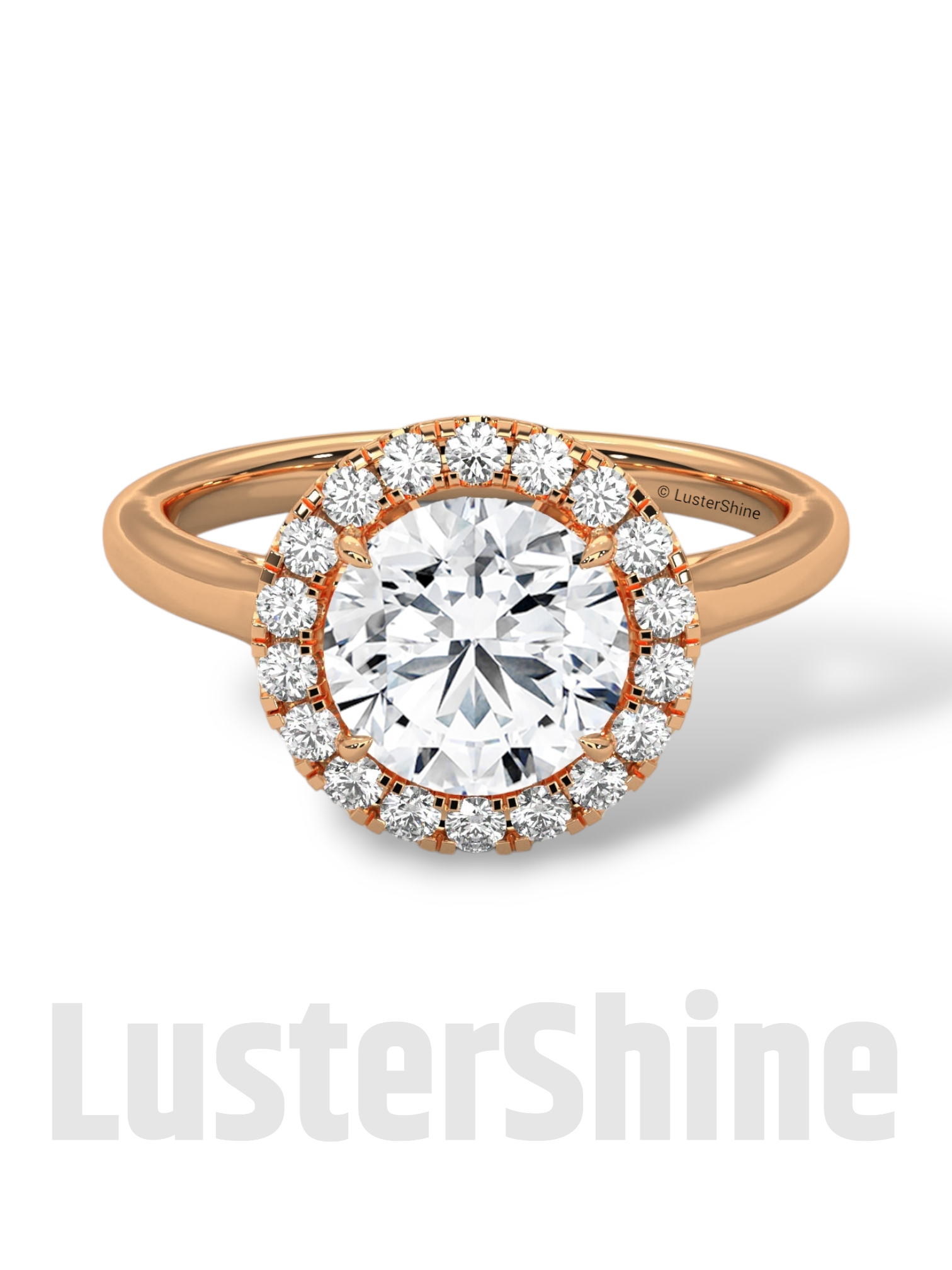 2.00ct Elegant Round Halo Engagement – Brilliant Diamond Halo Ring – Yellow or White Gold Platinum 925 Silver Ring – Handmade by LusterShine