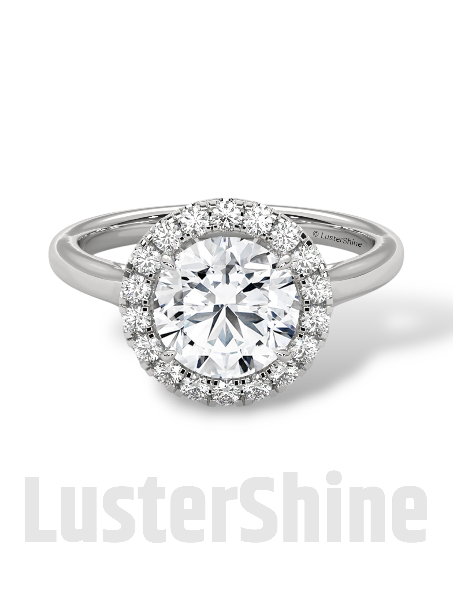 2.00ct Elegant Round Halo Engagement – Brilliant Diamond Halo Ring – Yellow or White Gold Platinum 925 Silver Ring – Handmade by LusterShine
