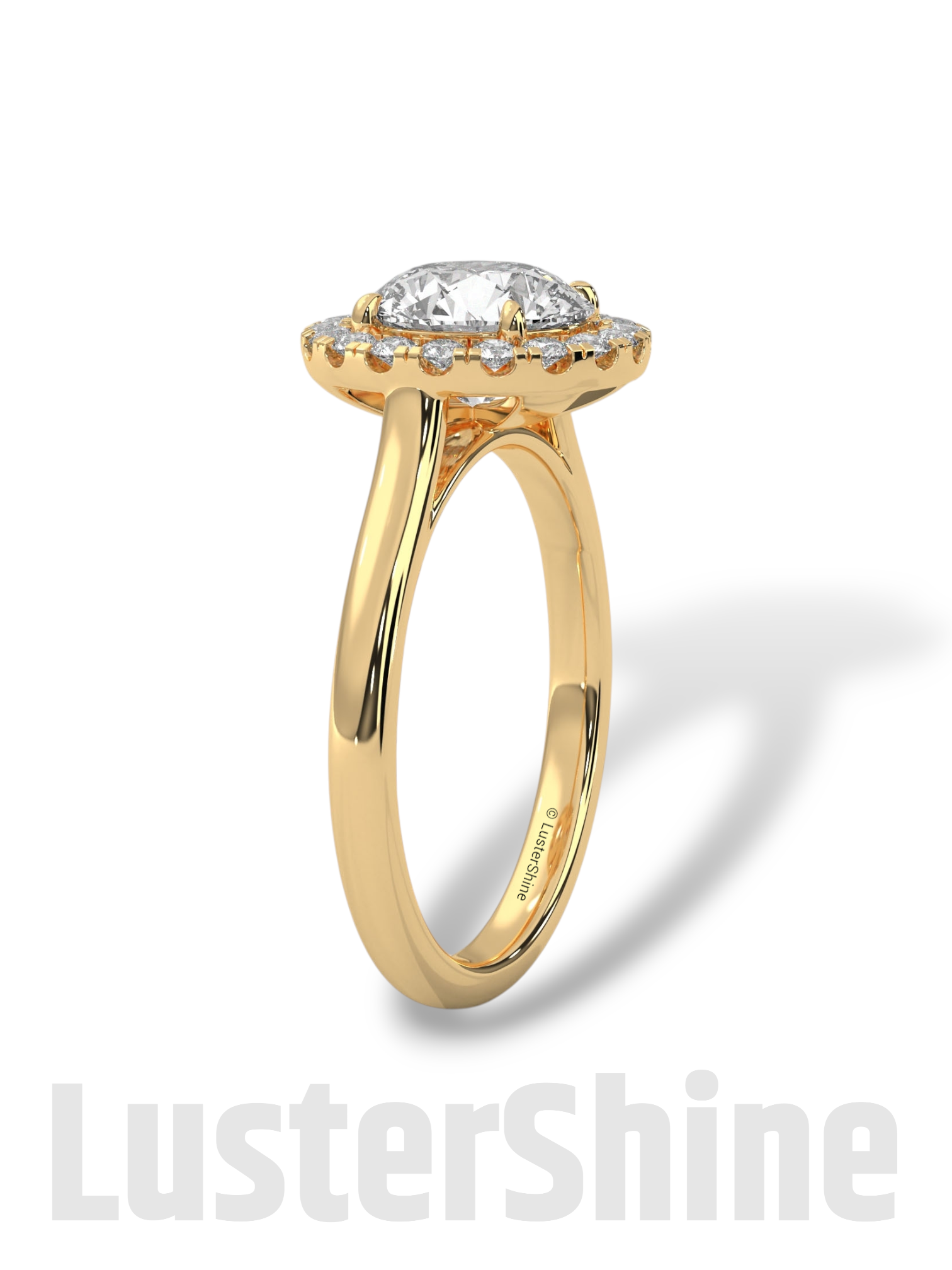 2.00ct Elegant Round Halo Engagement – Brilliant Diamond Halo Ring – Yellow or White Gold Platinum 925 Silver Ring – Handmade by LusterShine