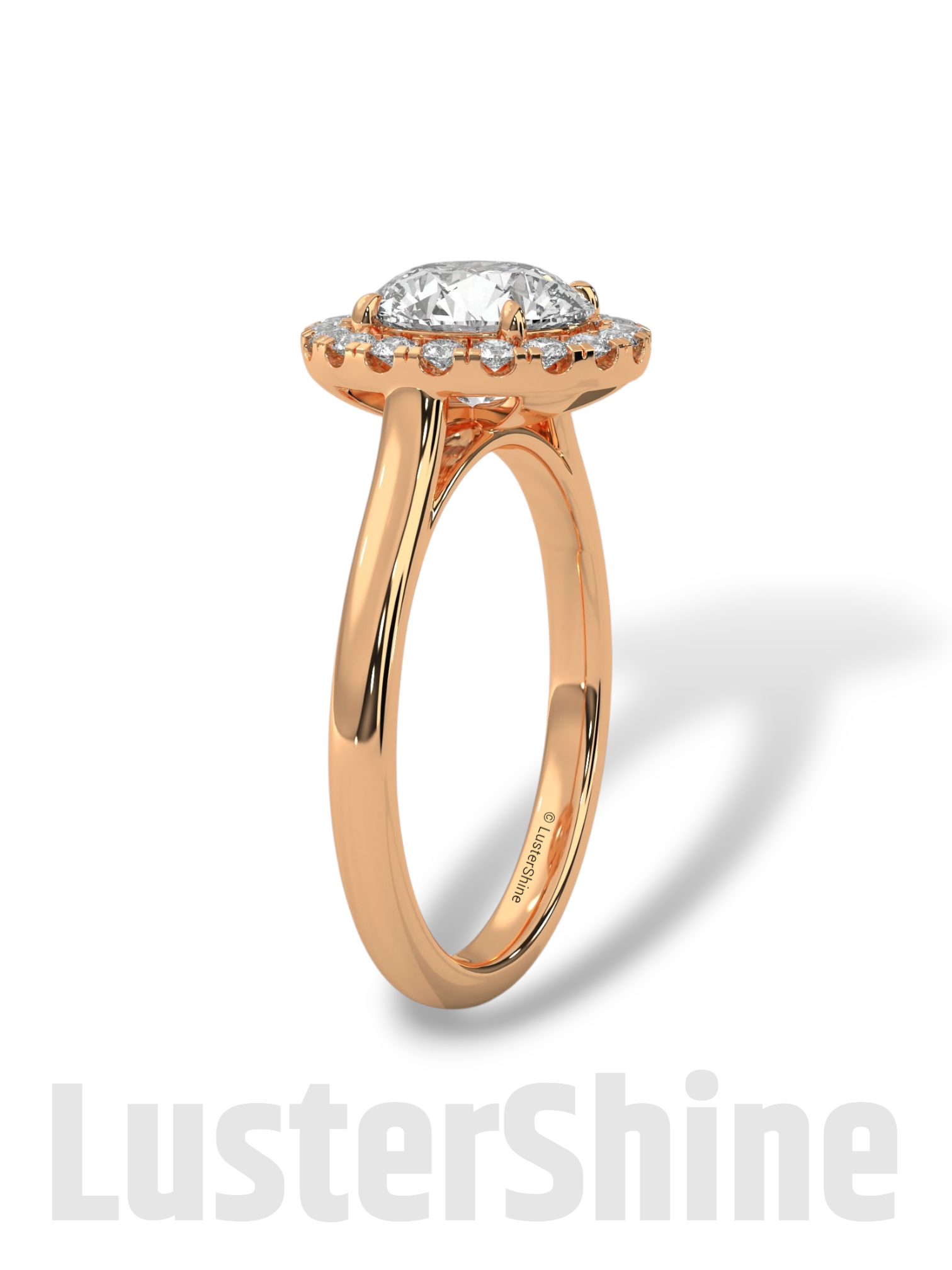 2.00ct Elegant Round Halo Engagement – Brilliant Diamond Halo Ring – Yellow or White Gold Platinum 925 Silver Ring – Handmade by LusterShine