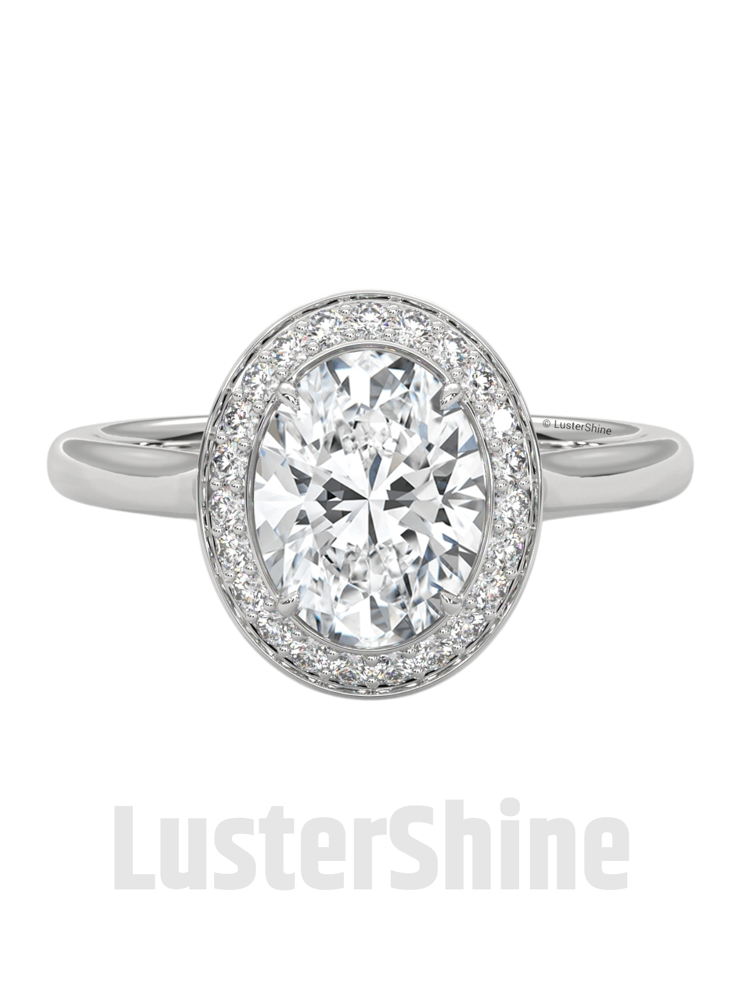 Sparkling Oval Diamond Halo Engagement Ring – Elegant Gold Setting with Round Accents – Moissanite Diamond Solid Gold Ring  – Inspired Ring